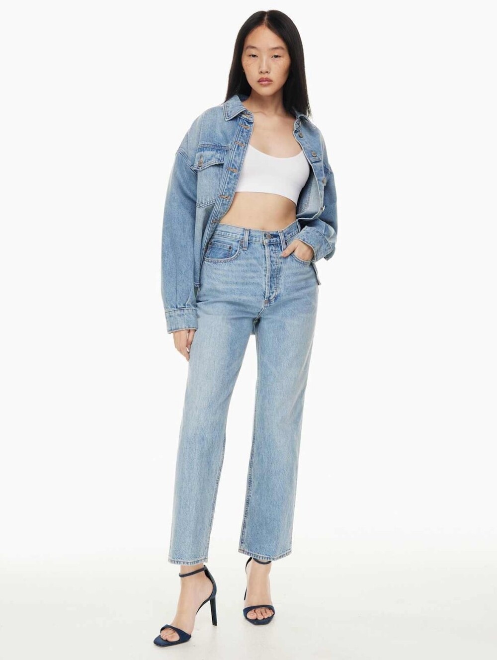ARITZIA Denim Forum The Joni High Rise Loose Jeans Size 24 Buttons Straight Leg